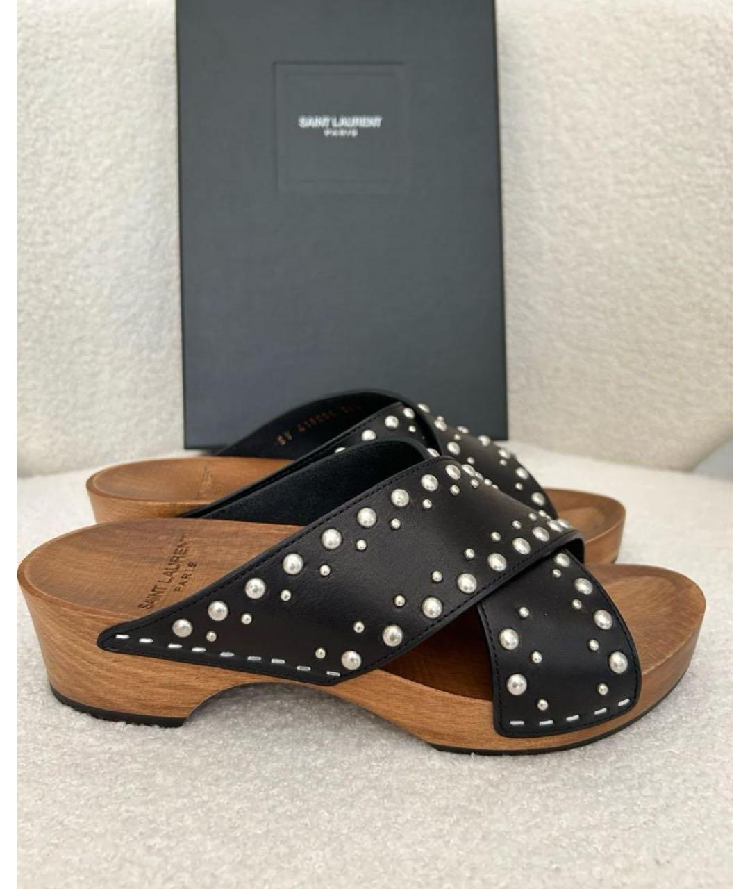 SAINT LAURENT Кожаные сабо, фото 2