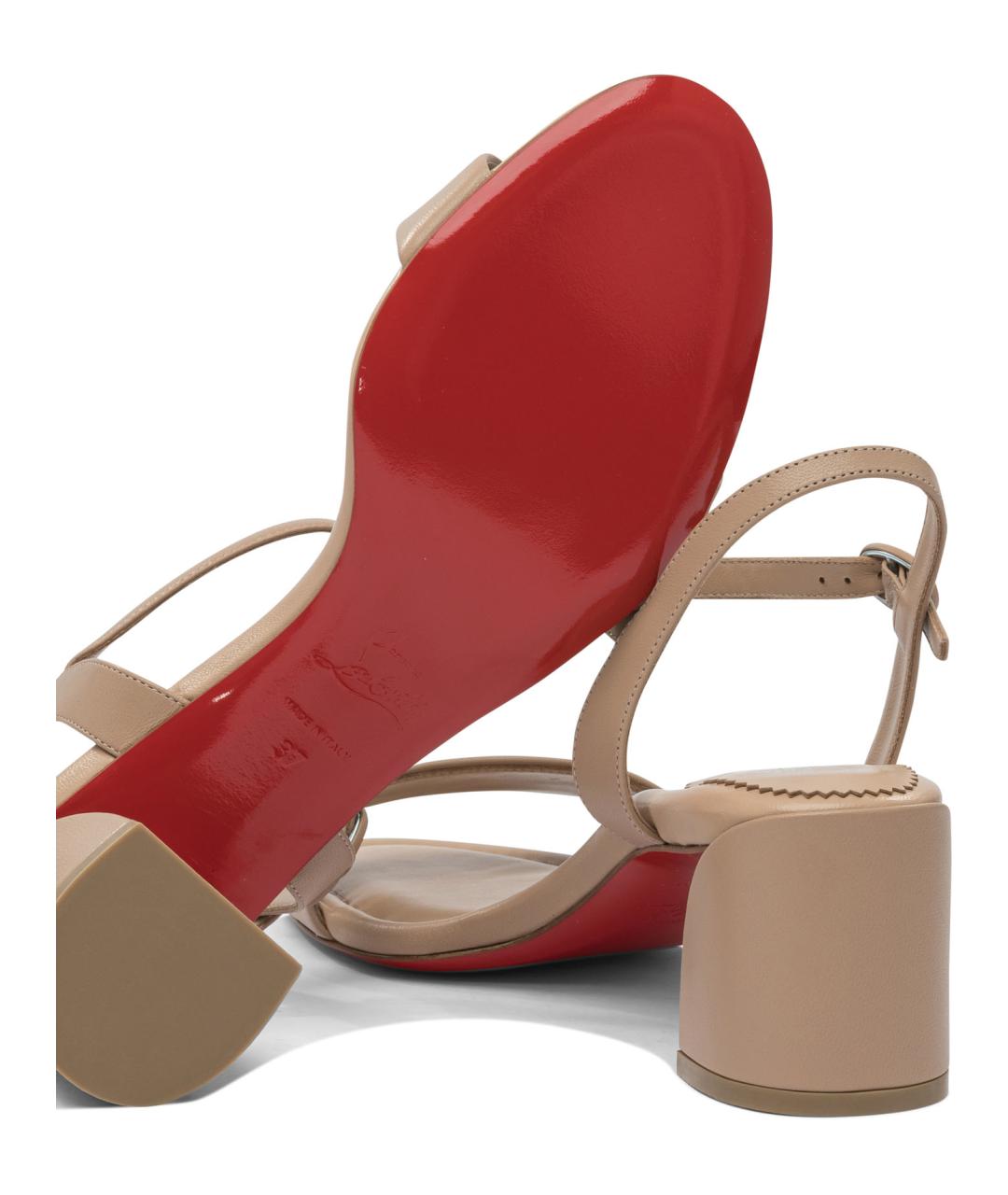 CHRISTIAN LOUBOUTIN Розовые кожаные босоножки, фото 5