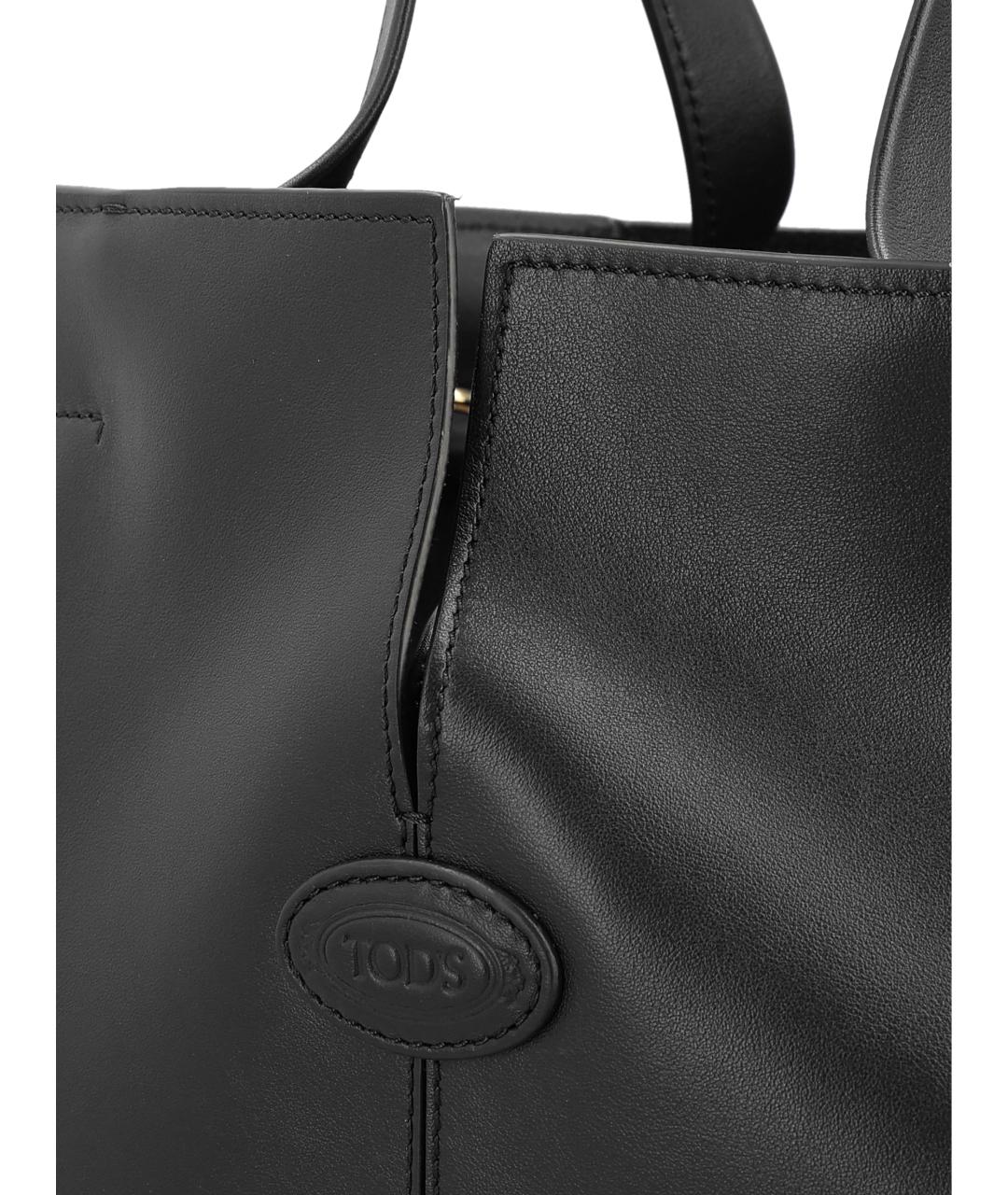 TOD'S Черная кожаная сумка тоут, фото 3