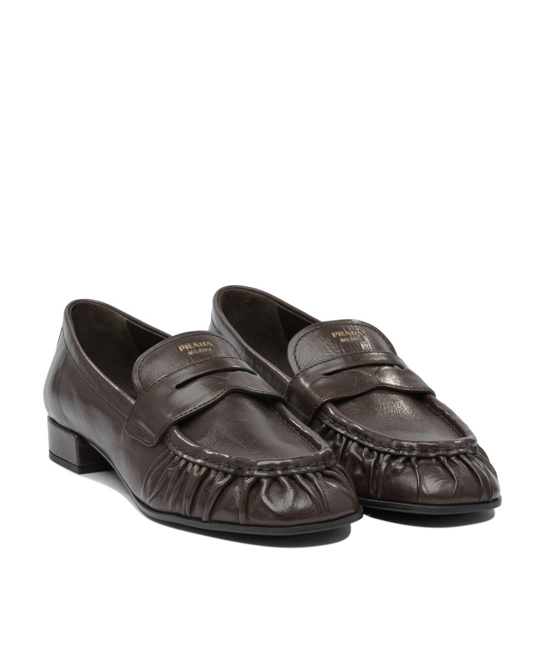 PRADA Коричневые кожаные лоферы, фото 2