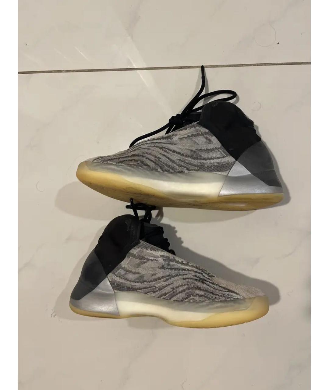 ADIDAS YEEZY Серебряные текстильные высокие кроссовки / кеды, фото 3