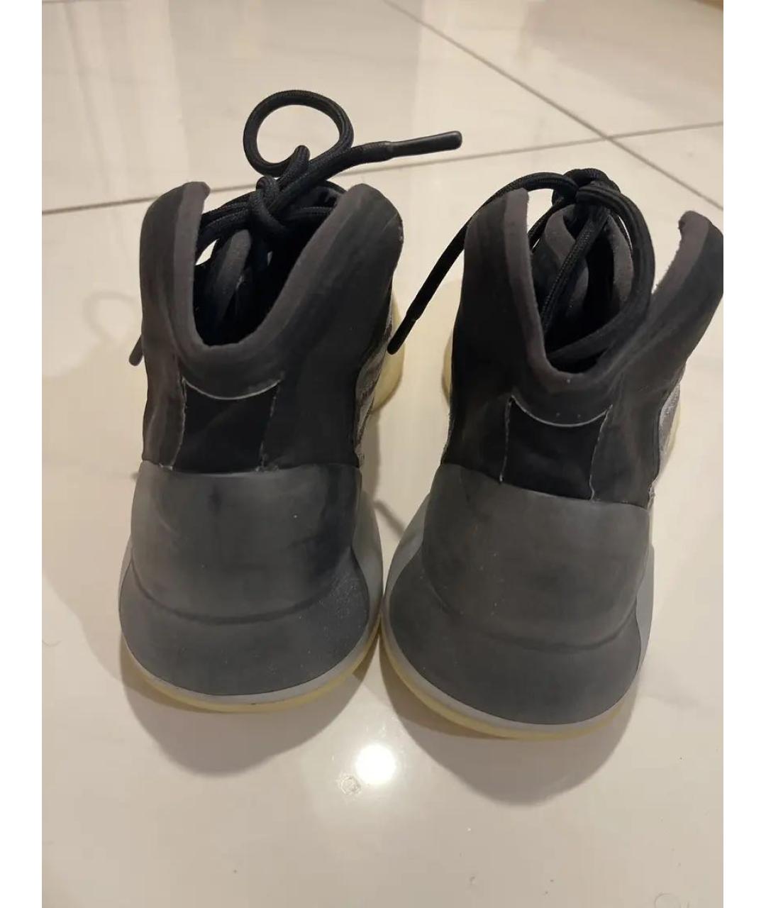 ADIDAS YEEZY Серебряные текстильные высокие кроссовки / кеды, фото 5