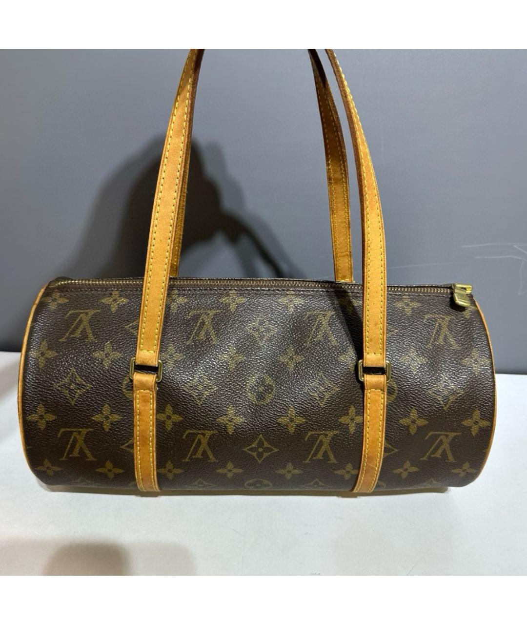 LOUIS VUITTON Коричневая кожаная сумка через плечо, фото 7