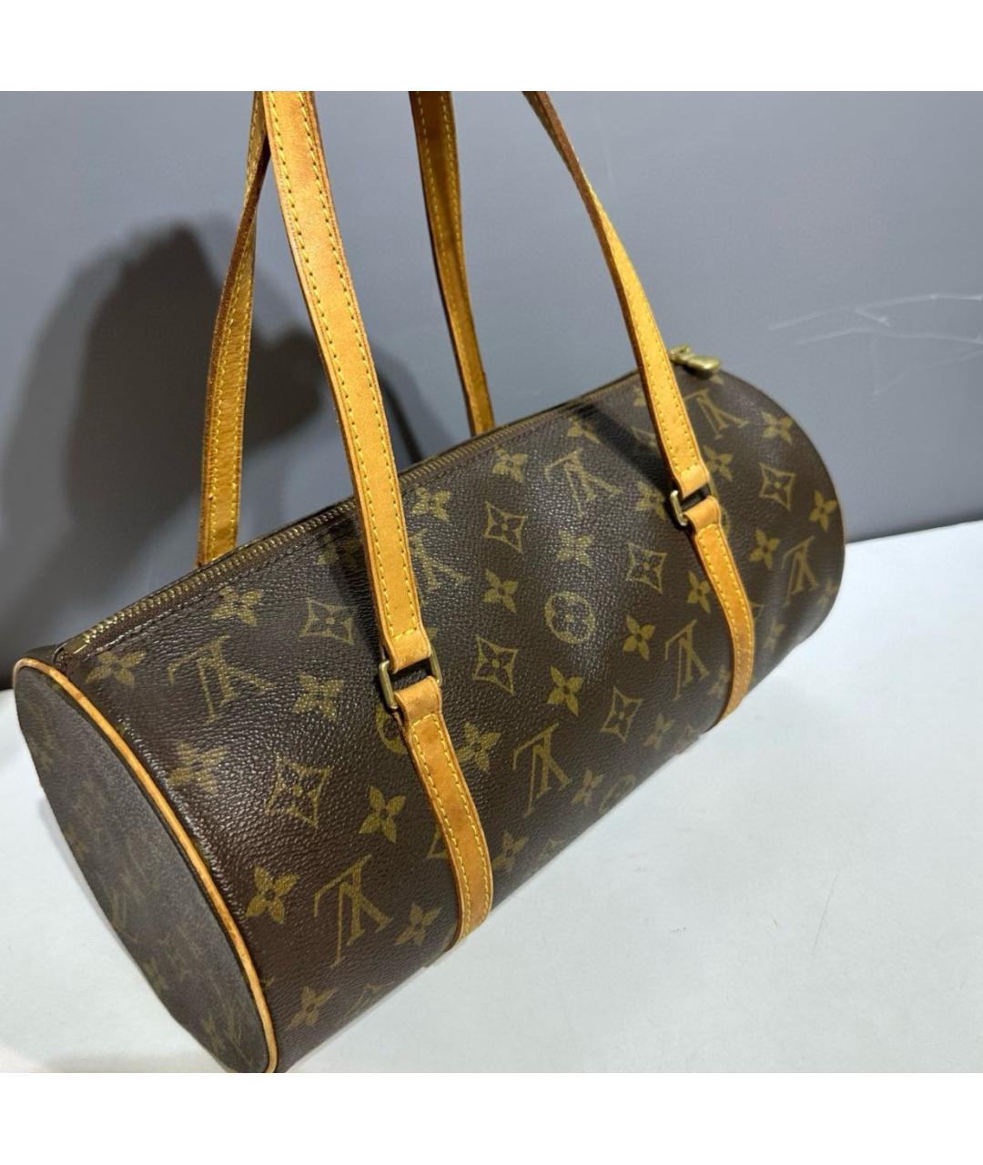LOUIS VUITTON Коричневая кожаная сумка через плечо, фото 4