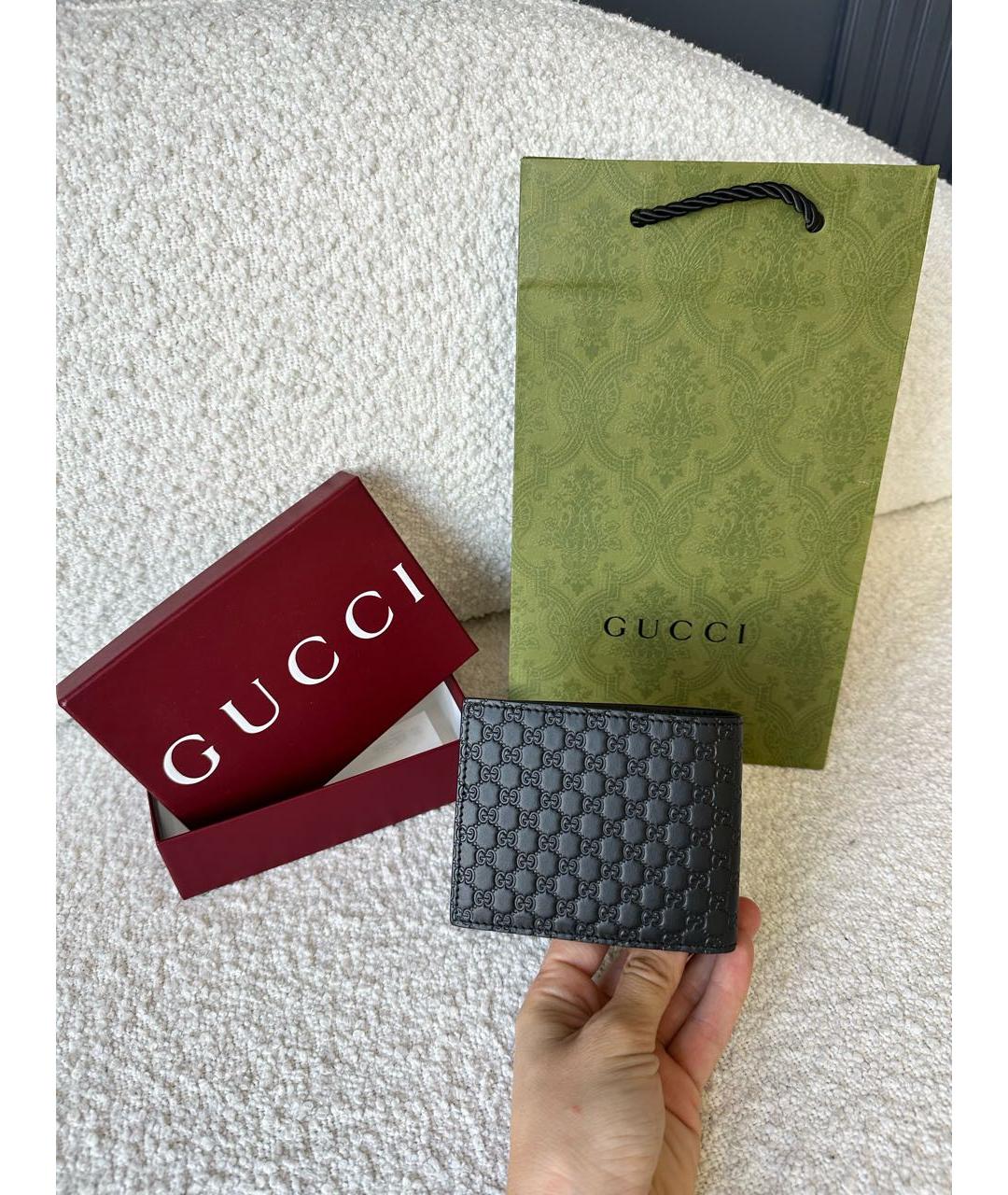 GUCCI Черный кожаный кошелек, фото 5