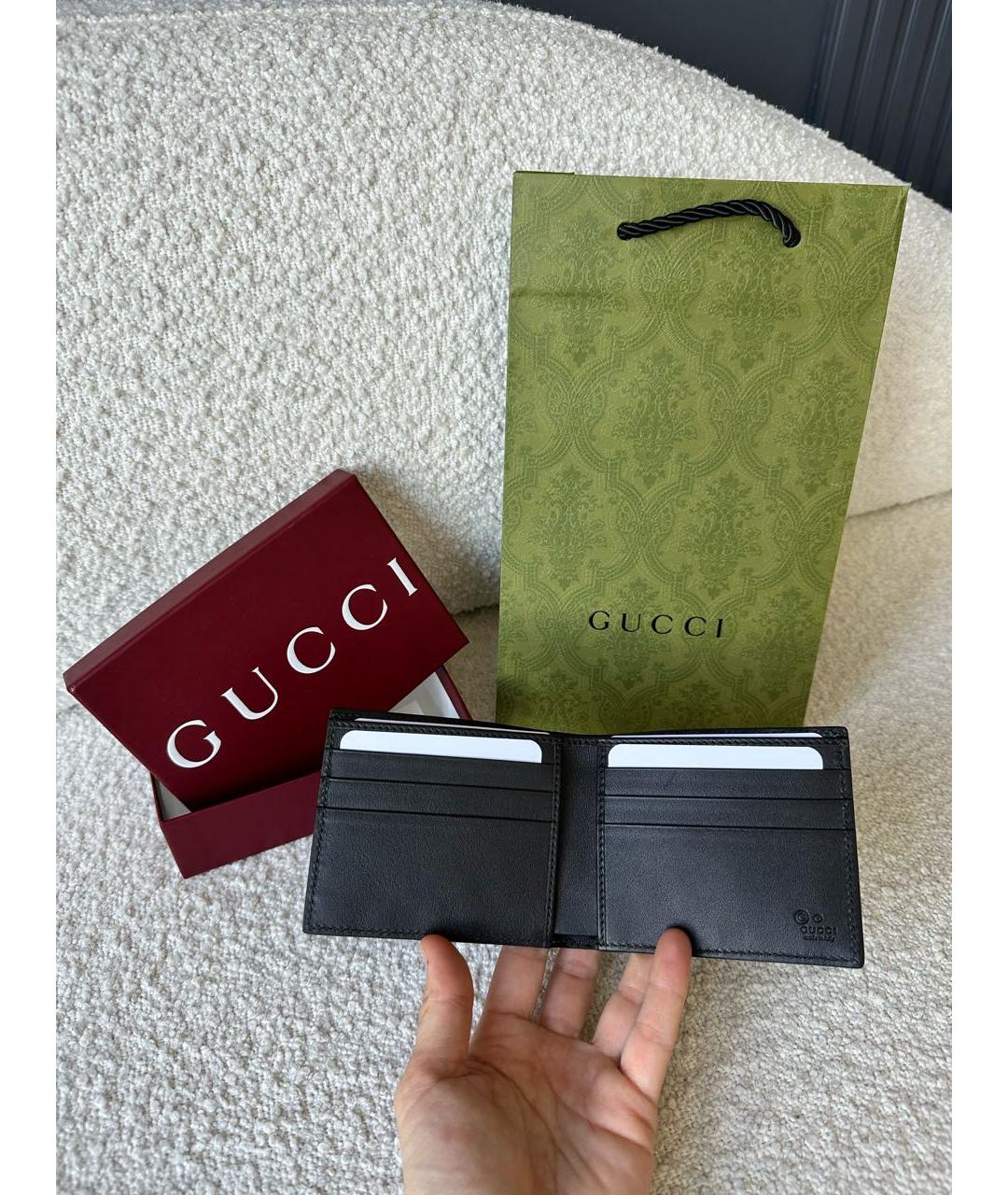 GUCCI Черный кожаный кошелек, фото 4