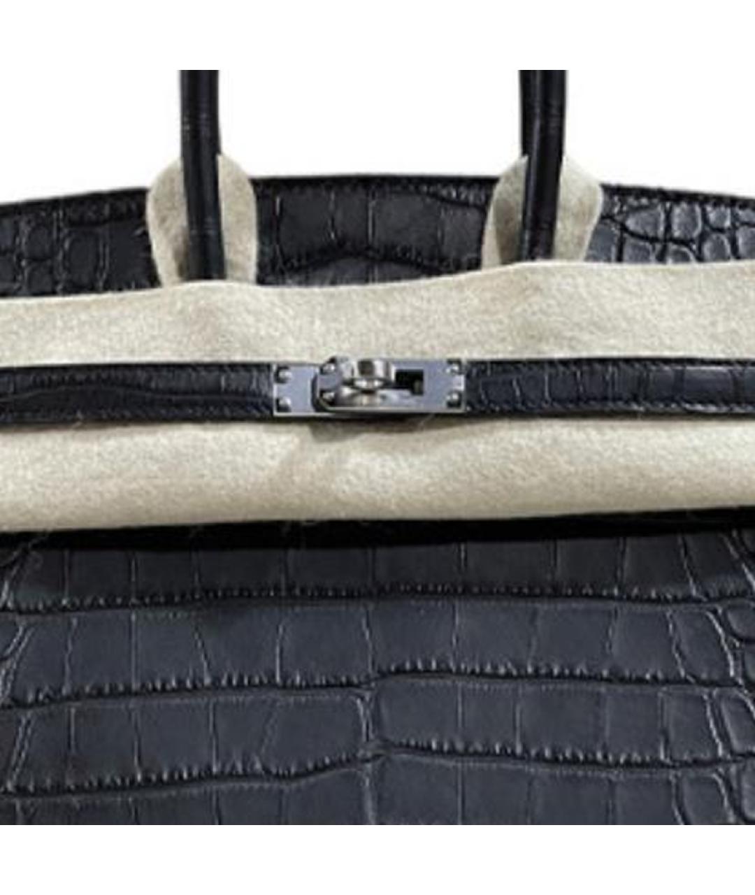 HERMES Черная кожаная сумка с короткими ручками, фото 5