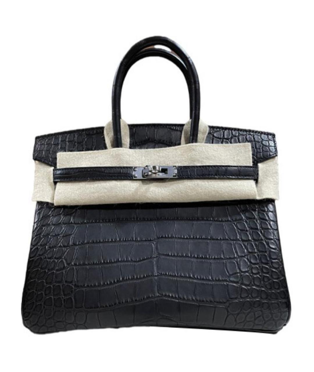 HERMES Черная кожаная сумка с короткими ручками, фото 1