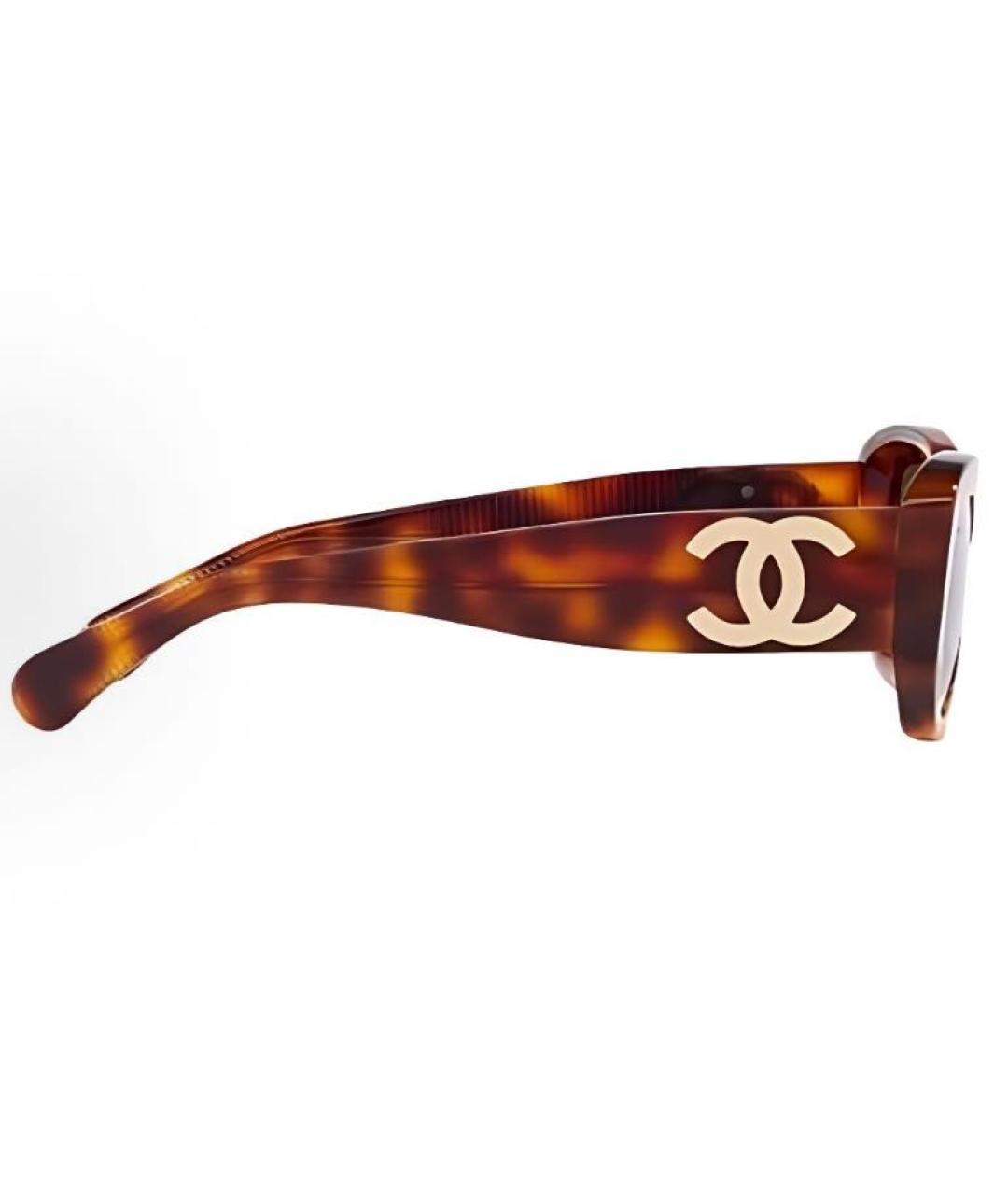 CHANEL Коричневые пластиковые солнцезащитные очки, фото 3