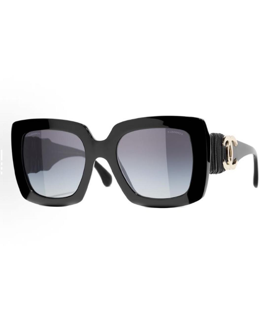 CHANEL Черные пластиковые солнцезащитные очки, фото 1