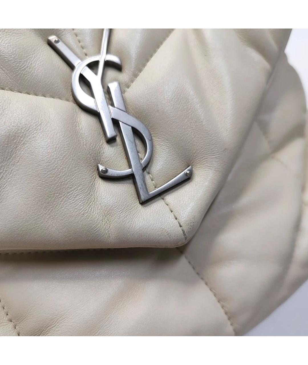 SAINT LAURENT Бежевая кожаная сумка тоут, фото 6