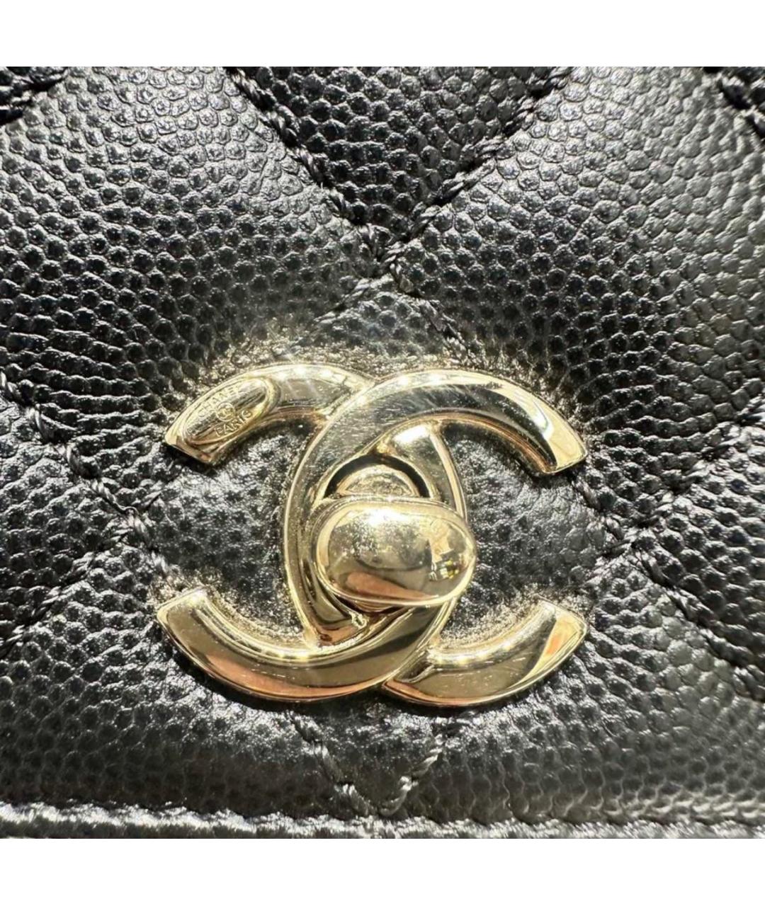 CHANEL Черная кожаная сумка с короткими ручками, фото 6