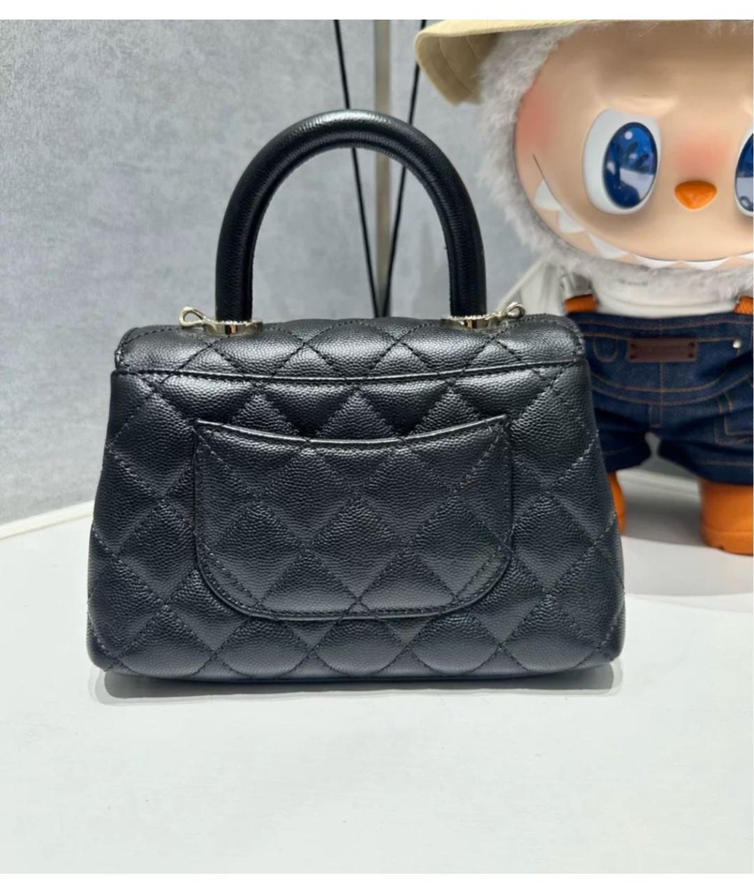 CHANEL Черная кожаная сумка с короткими ручками, фото 2
