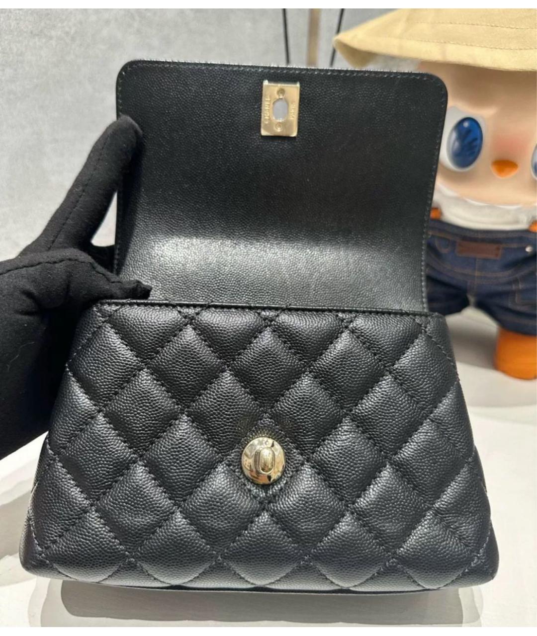 CHANEL Черная кожаная сумка с короткими ручками, фото 7