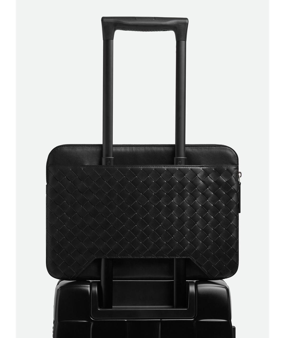 BOTTEGA VENETA Черная кожаная папка для документов, фото 3