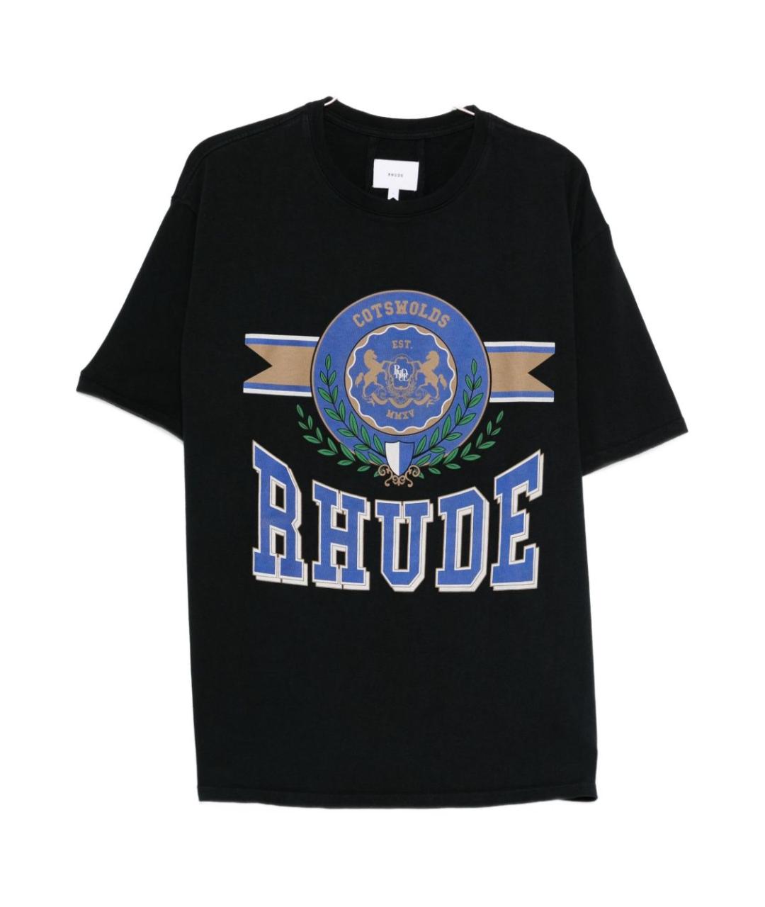 RHUDE Черная хлопковая футболка, фото 1