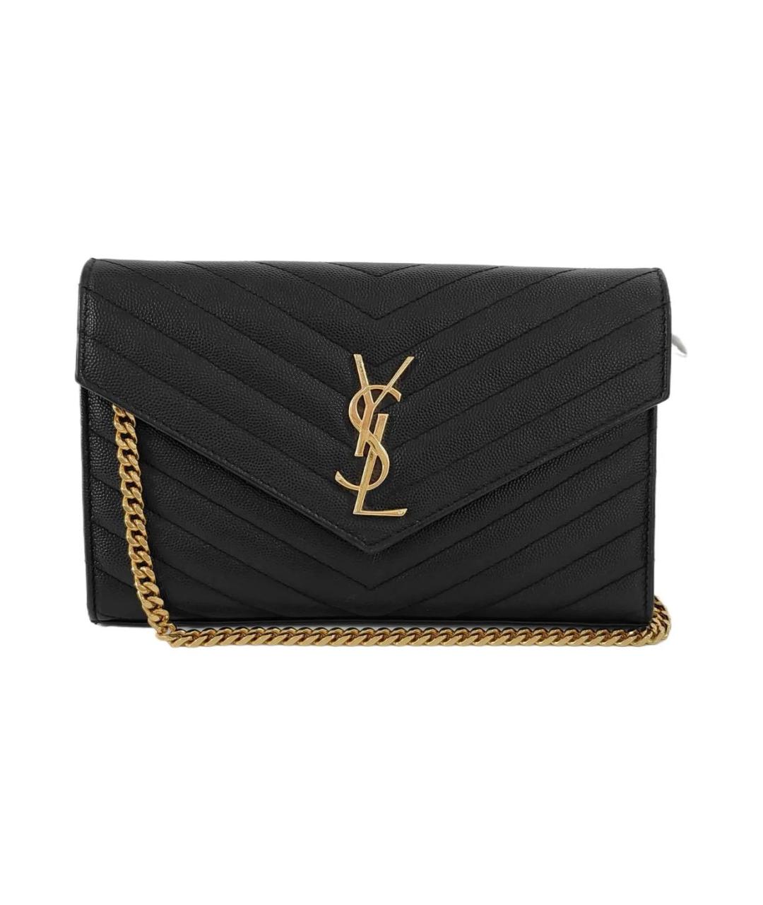 SAINT LAURENT Черная кожаная сумка через плечо, фото 1