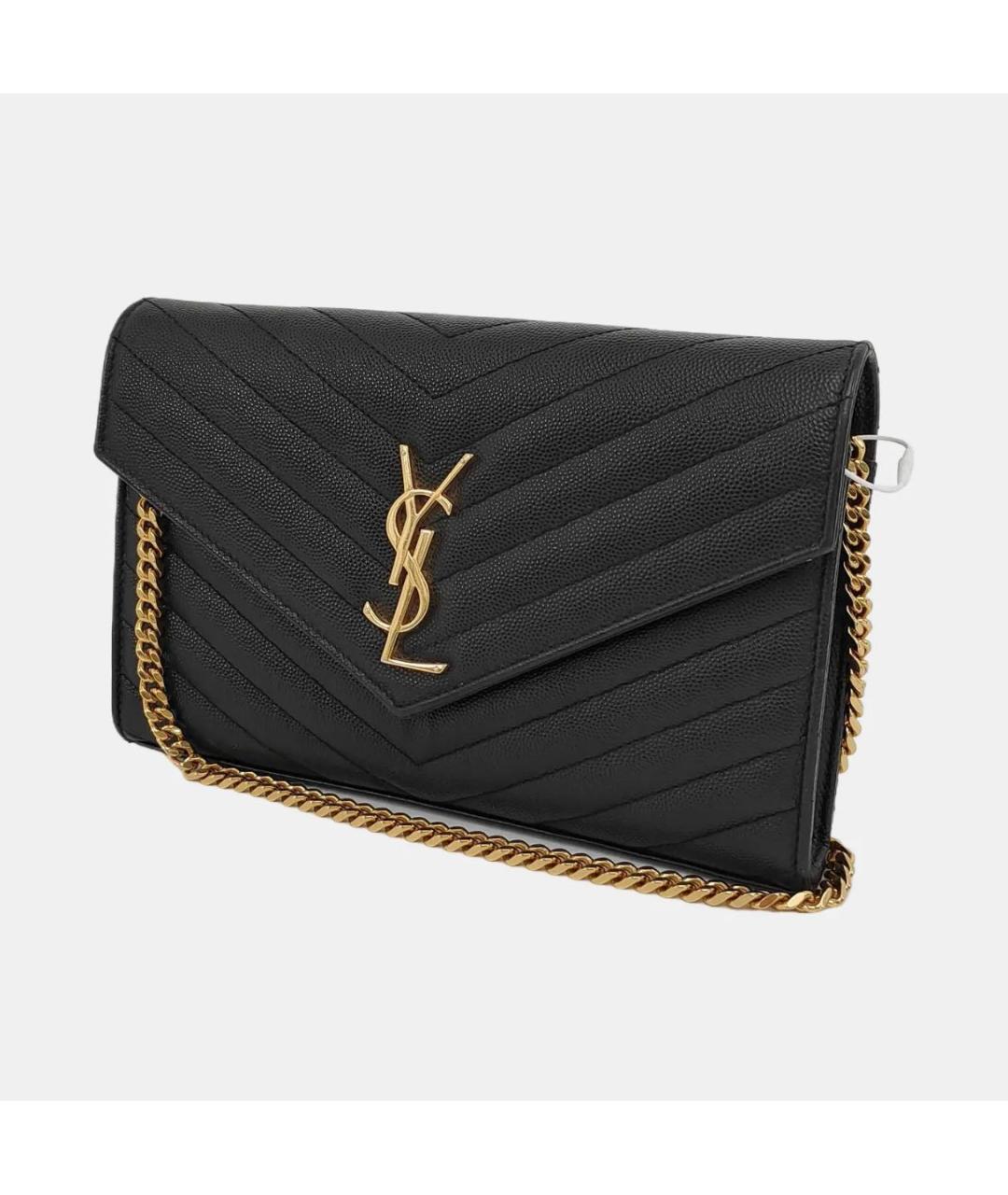SAINT LAURENT Черная кожаная сумка через плечо, фото 2