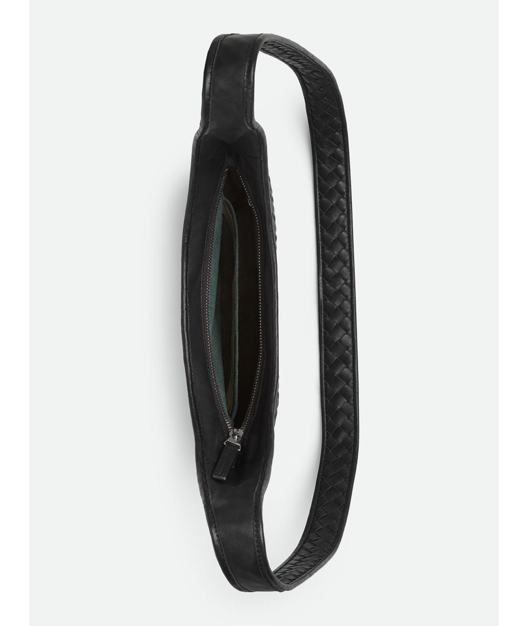 BOTTEGA VENETA Черная кожаная сумка на плечо, фото 4