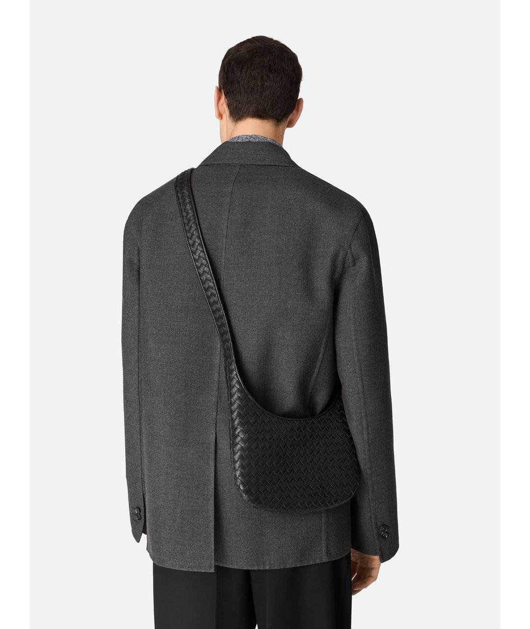 BOTTEGA VENETA Черная кожаная сумка на плечо, фото 2