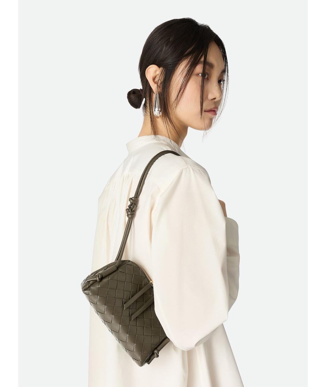 BOTTEGA VENETA Зеленая кожаная сумка через плечо, фото 5