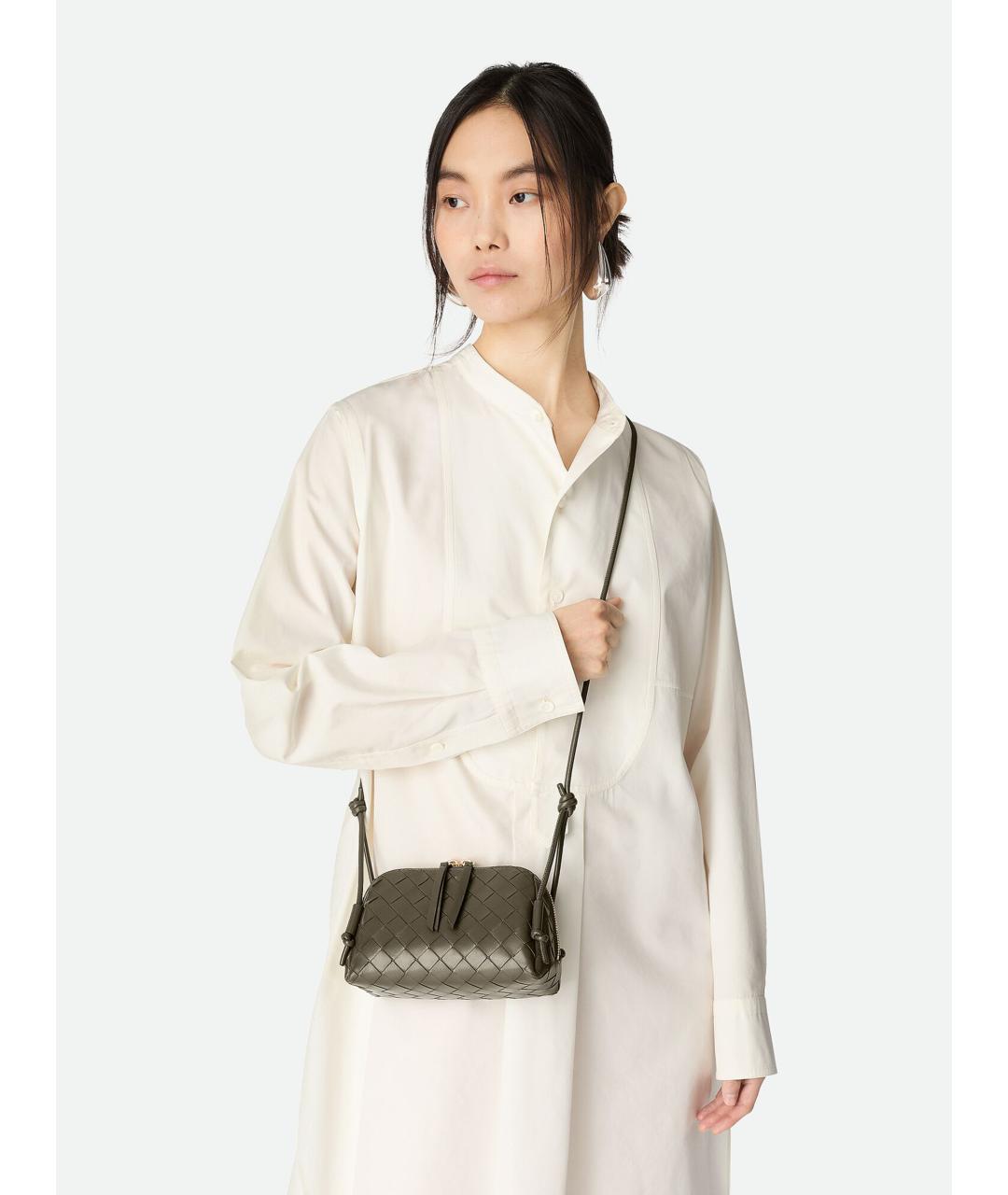 BOTTEGA VENETA Зеленая кожаная сумка через плечо, фото 2