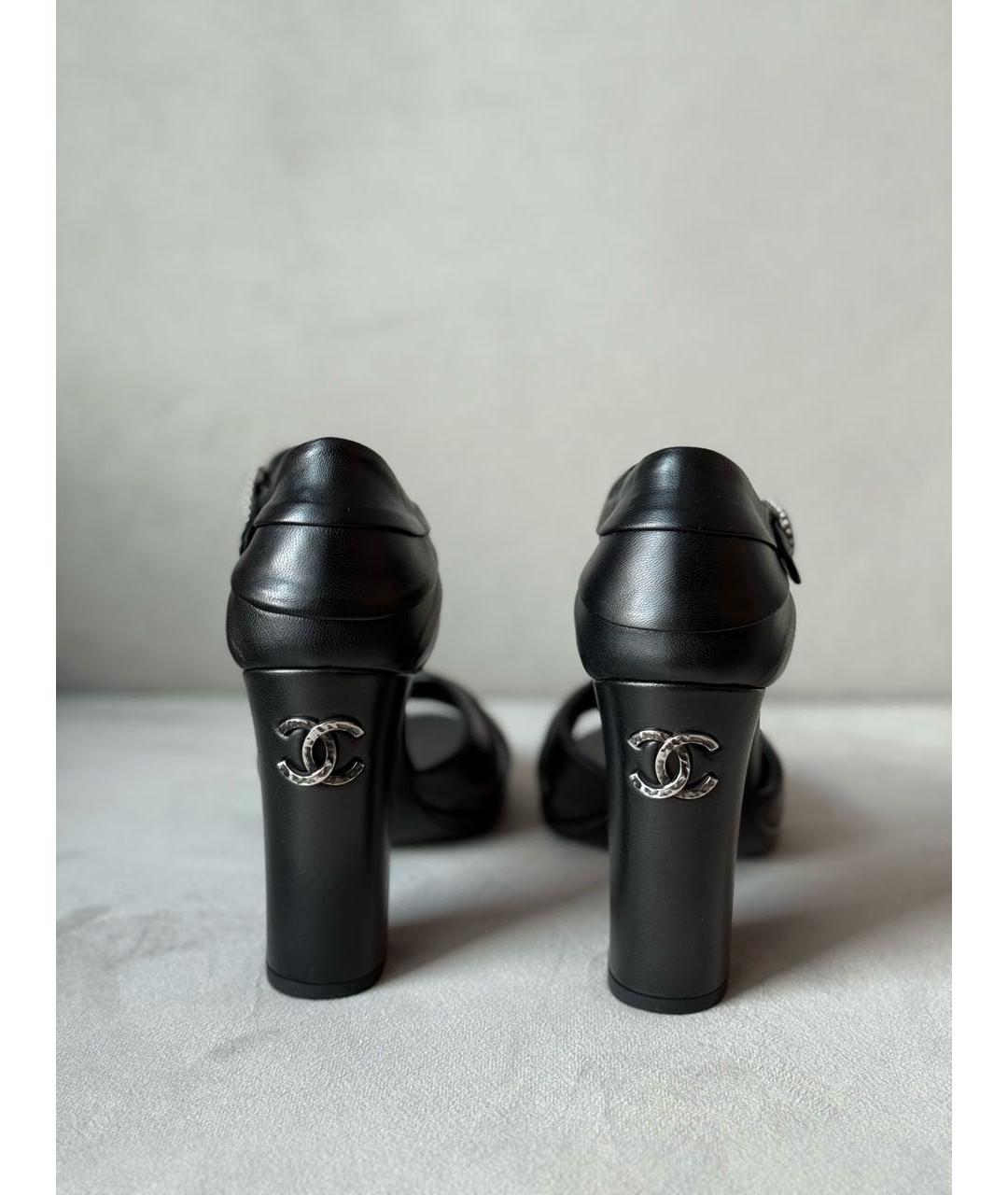 CHANEL Черные кожаные босоножки, фото 3