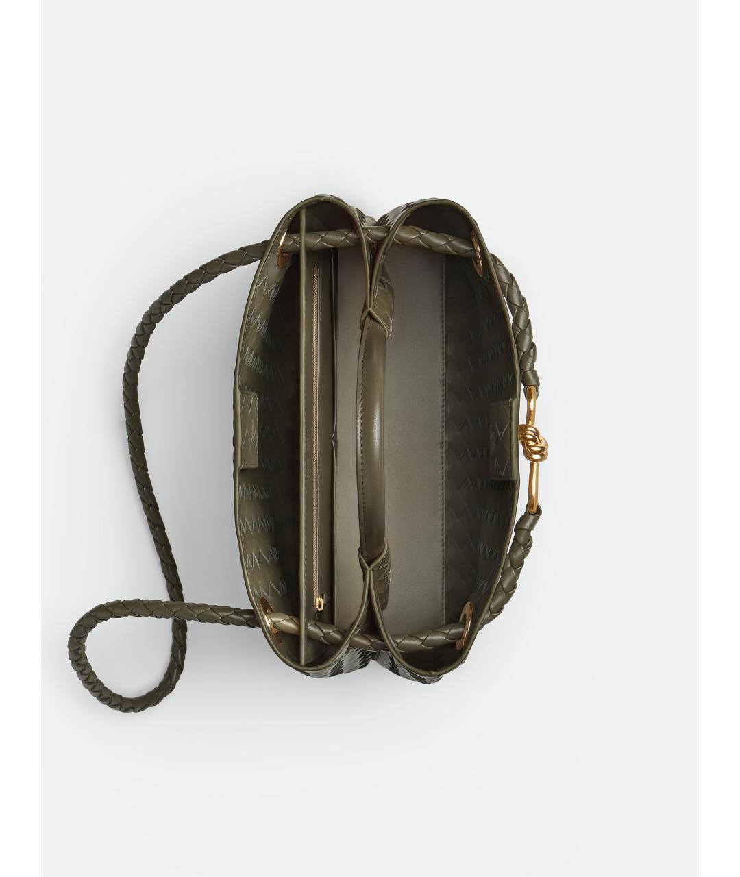 BOTTEGA VENETA Зеленая кожаная сумка тоут, фото 3