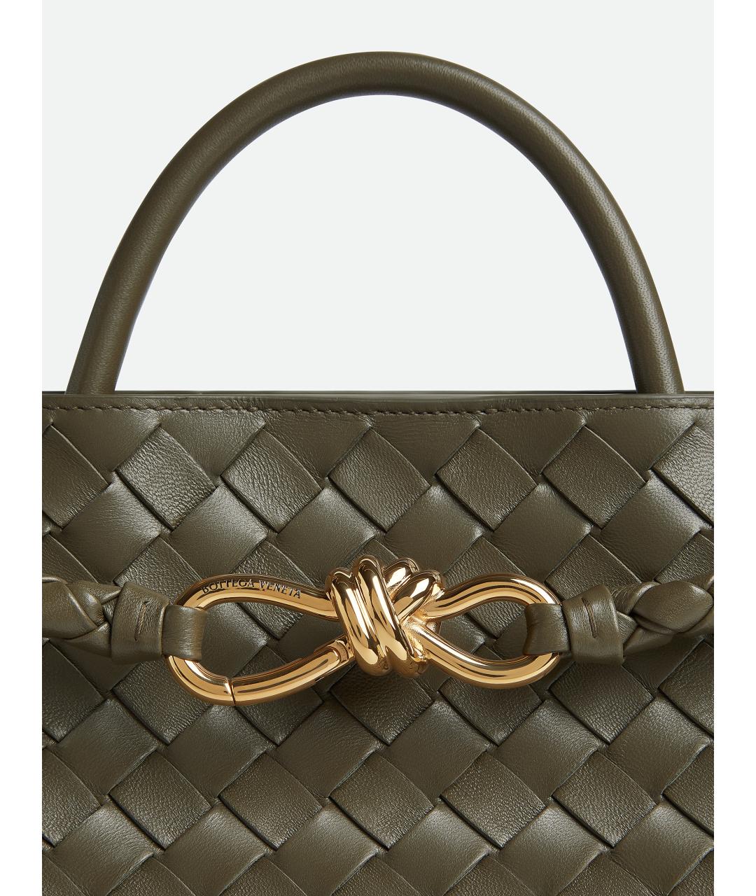 BOTTEGA VENETA Зеленая кожаная сумка тоут, фото 8