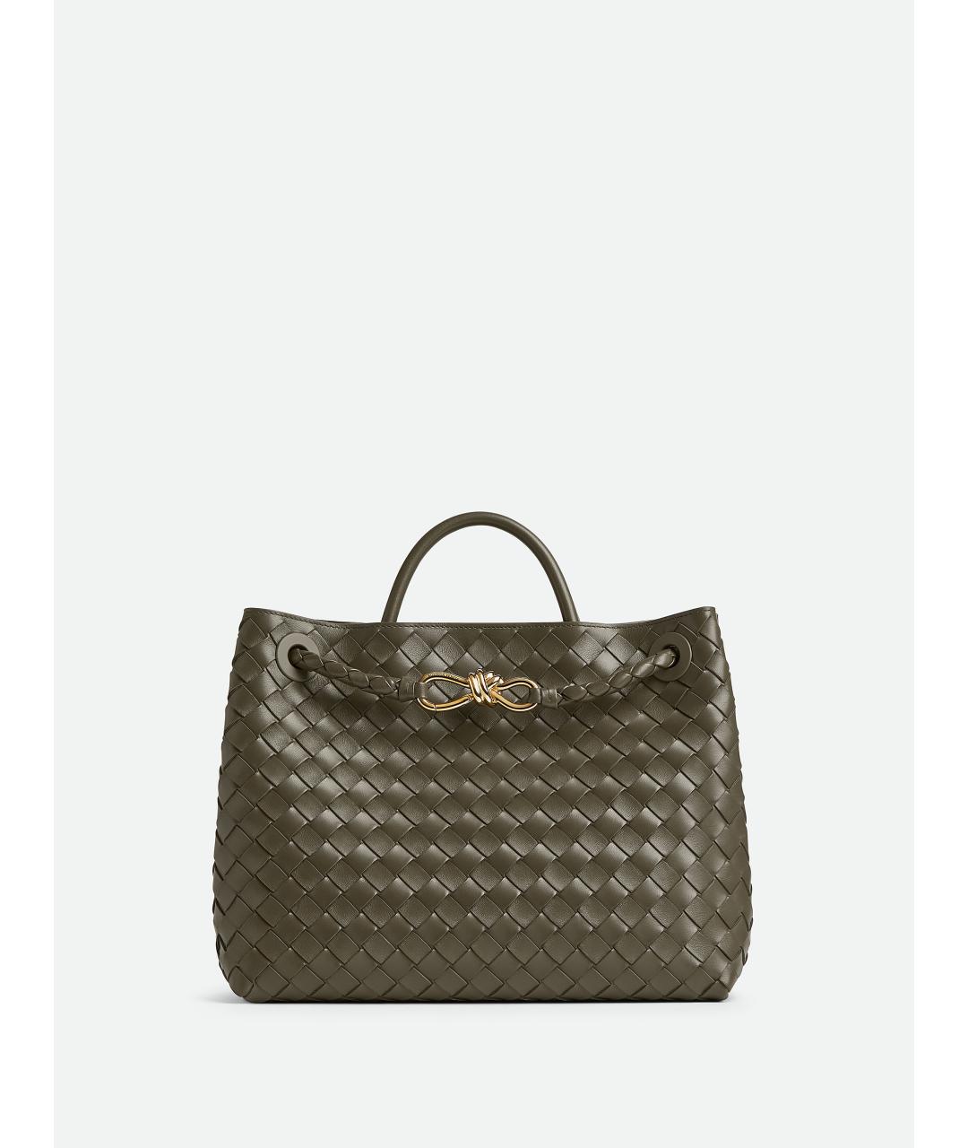 BOTTEGA VENETA Зеленая кожаная сумка тоут, фото 9