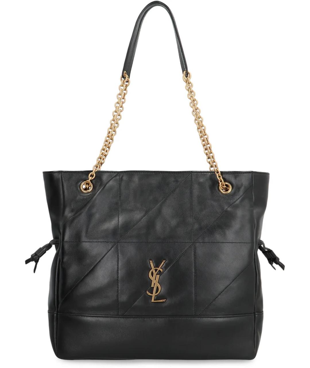 SAINT LAURENT Черная кожаная сумка тоут, фото 1