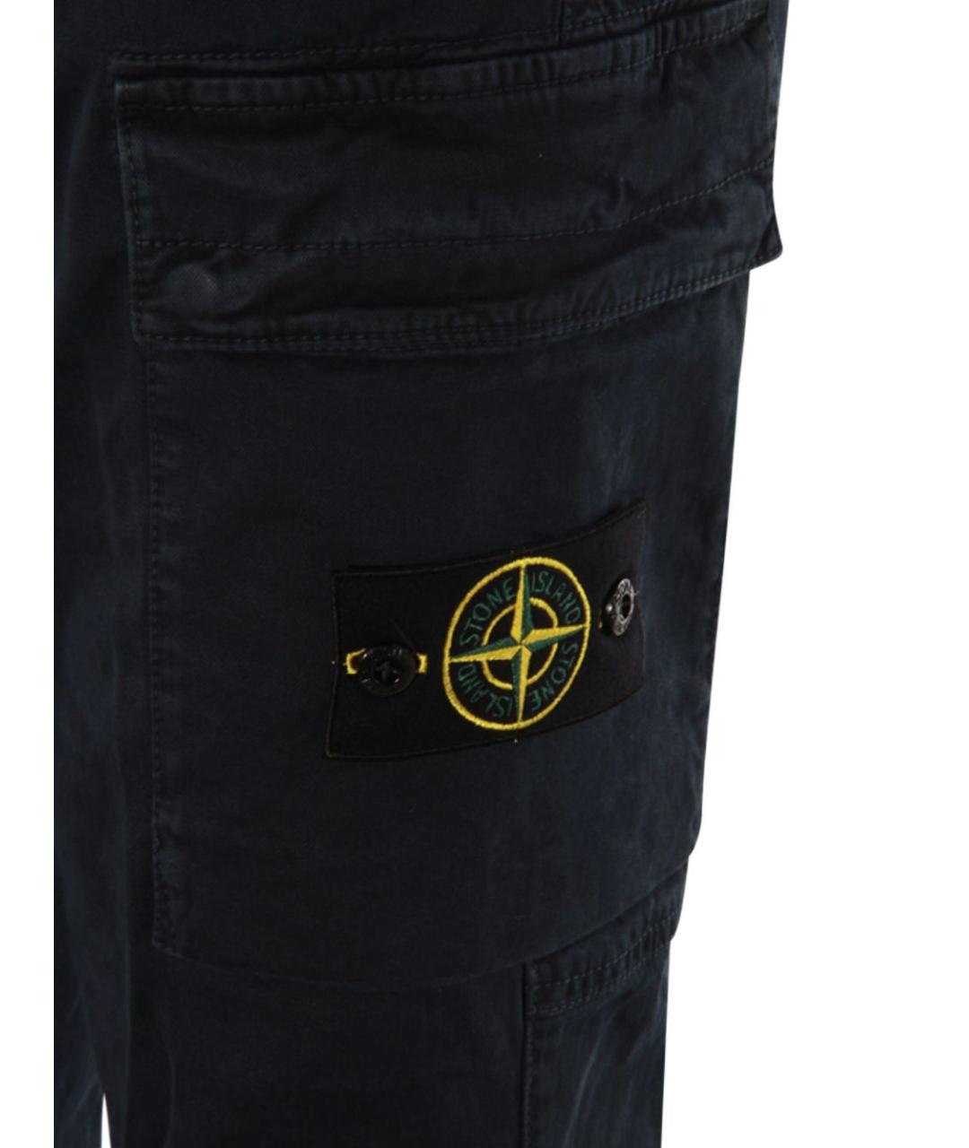 STONE ISLAND Темно-синие хлопковые повседневные брюки, фото 3