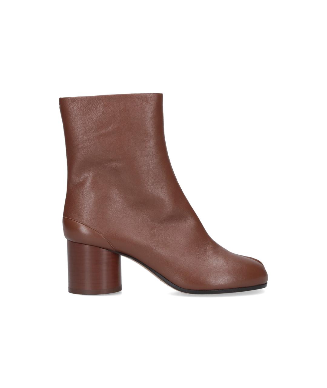 MAISON MARGIELA Коричневые кожаные ботильоны, фото 1