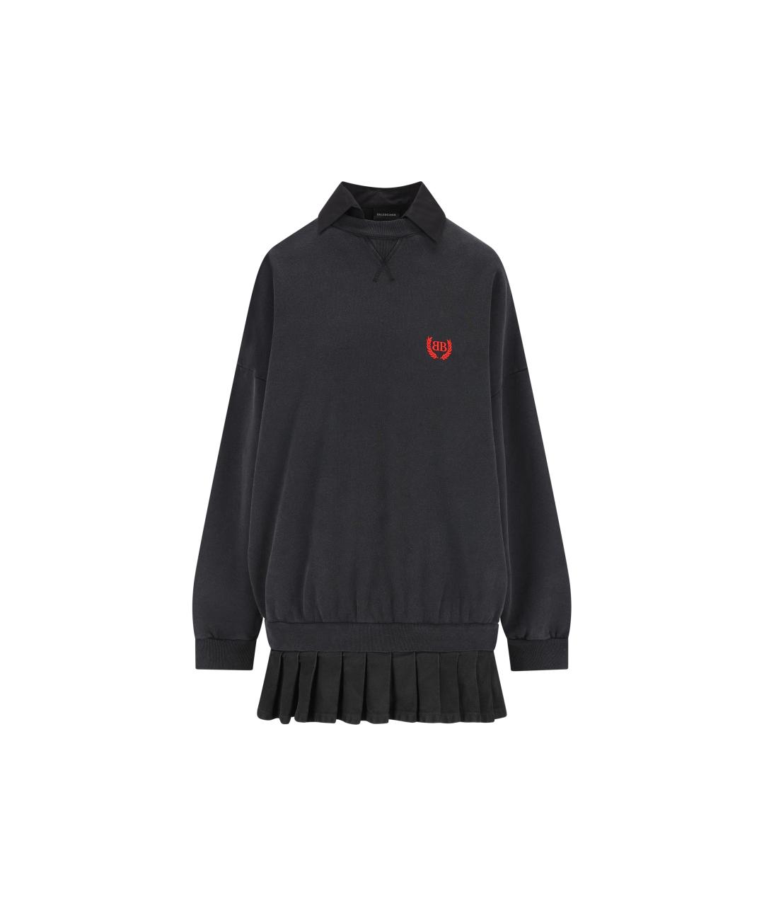 BALENCIAGA Черное хлопковое повседневное платье, фото 1