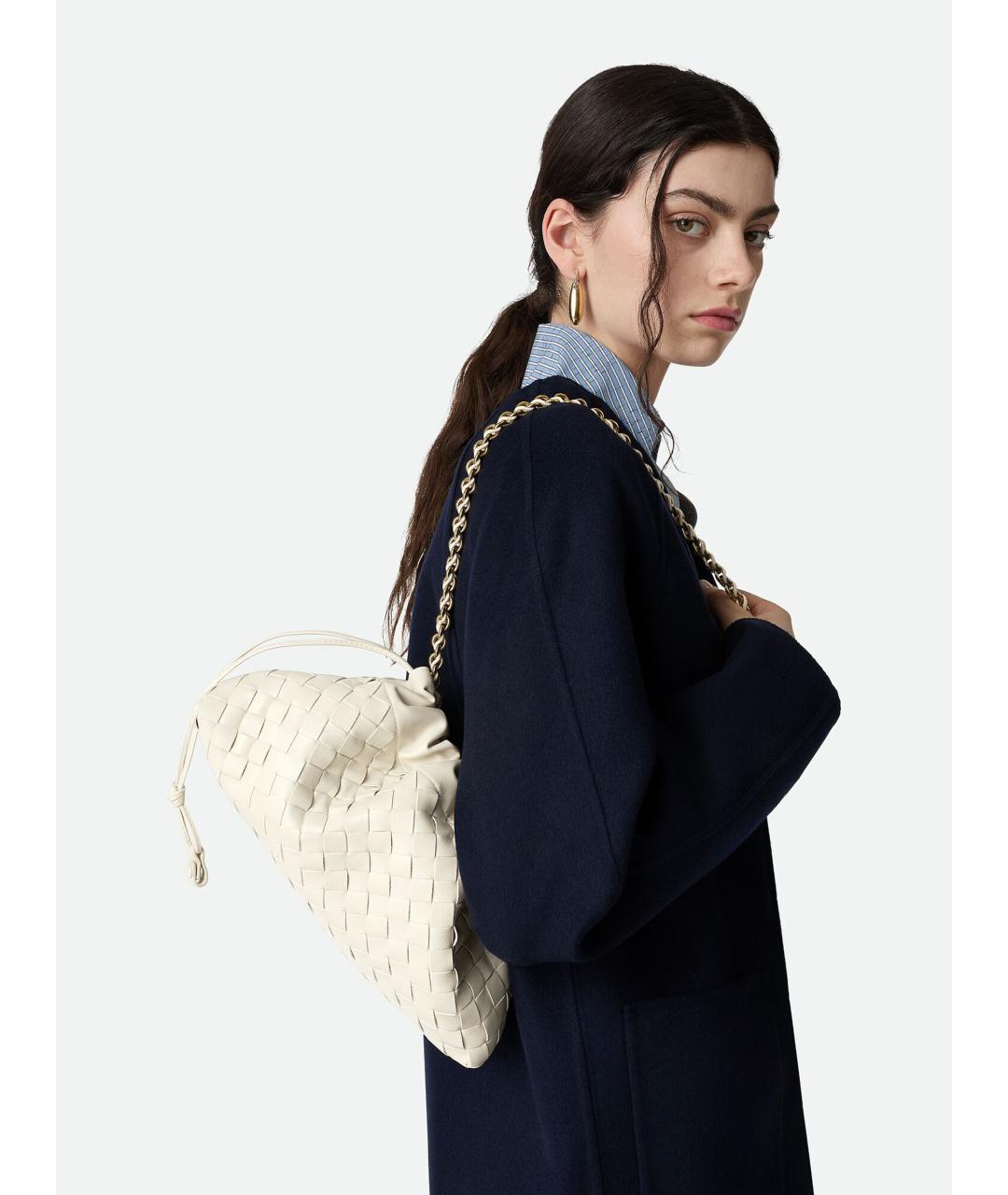 BOTTEGA VENETA Белая кожаная сумка через плечо, фото 2