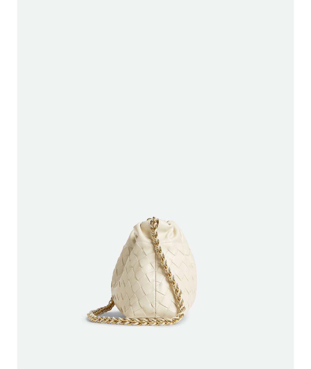 BOTTEGA VENETA Белая кожаная сумка через плечо, фото 4