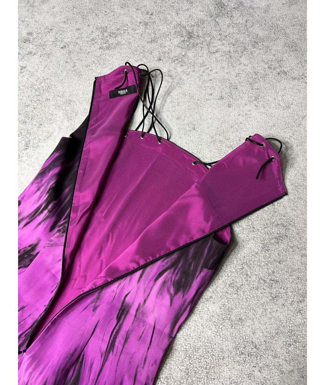 VERSUS VERSACE Фиолетовое вискозное вечернее платье, фото 7