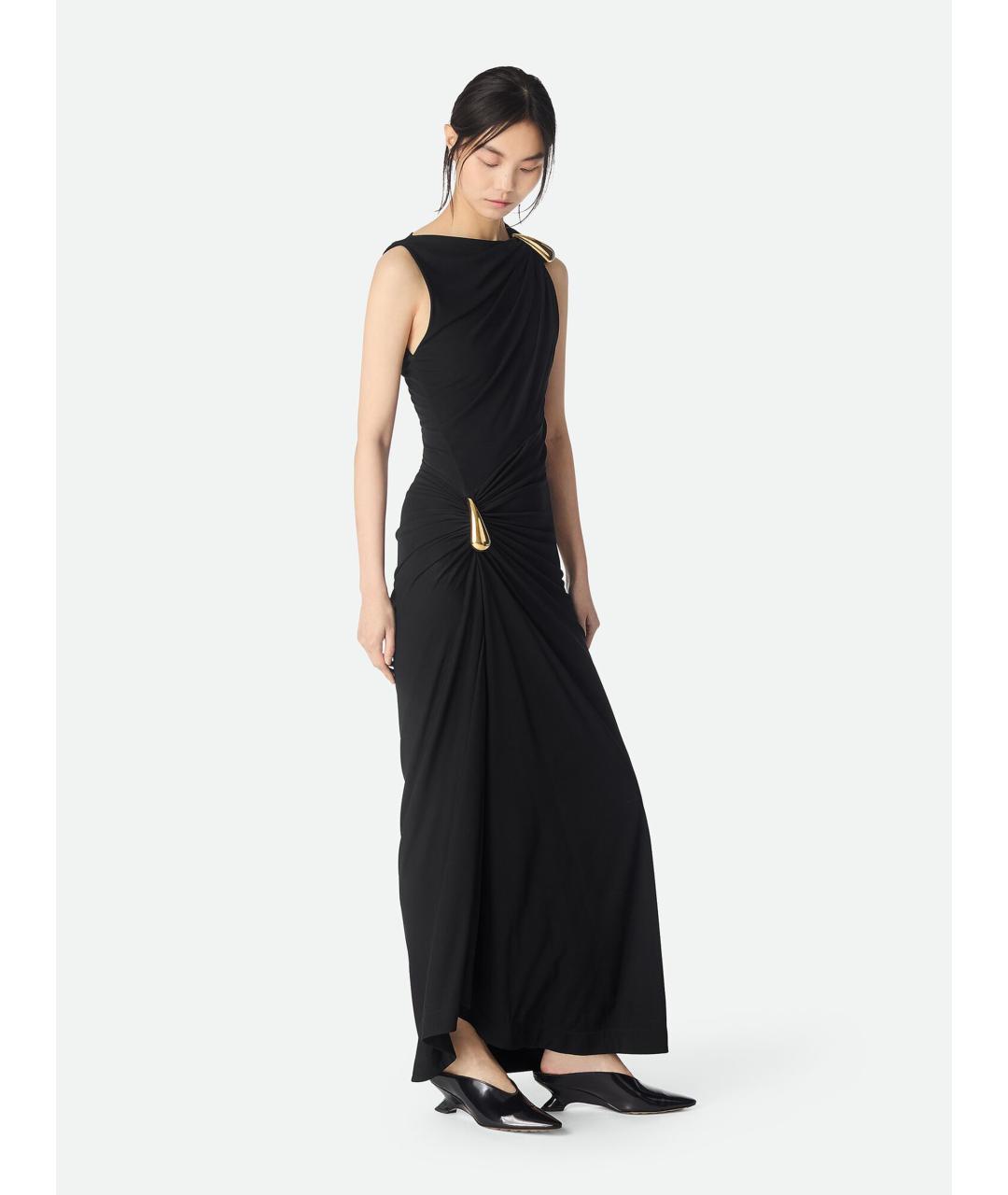 BOTTEGA VENETA Черное вискозное вечернее платье, фото 2