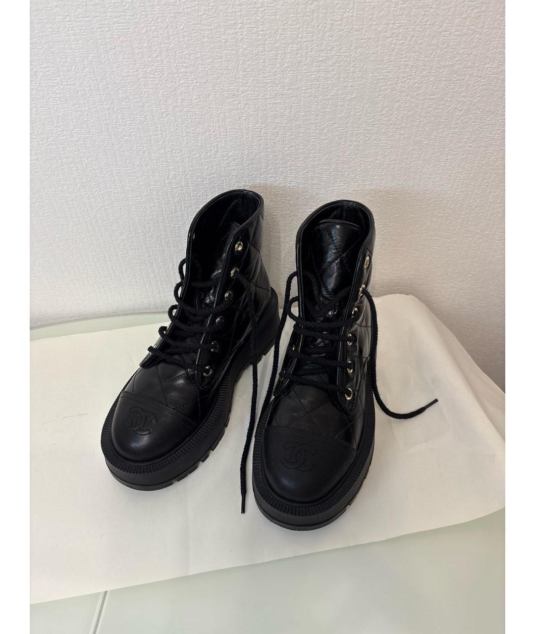 CHANEL Черные кожаные ботинки, фото 2