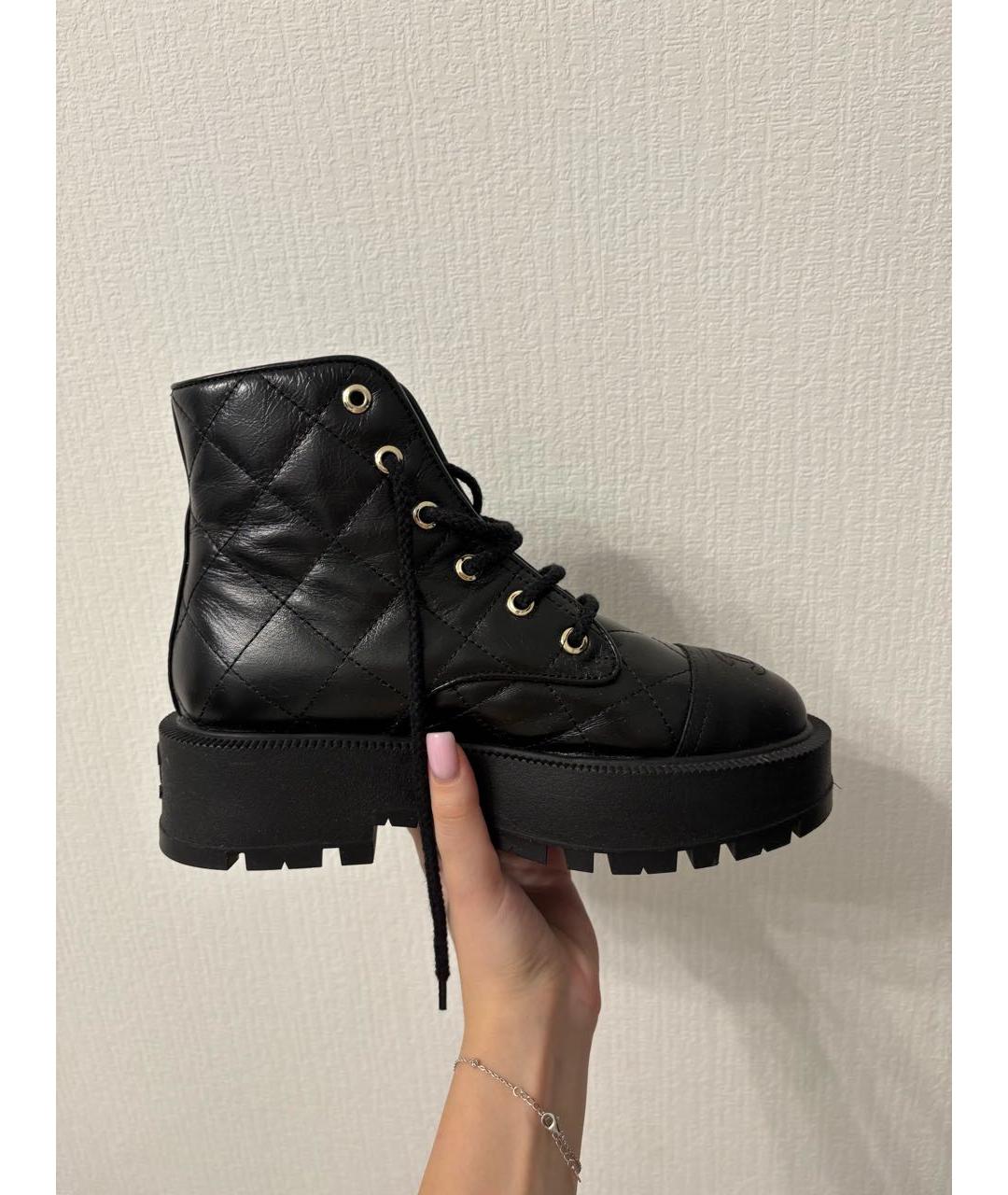CHANEL Черные кожаные ботинки, фото 4