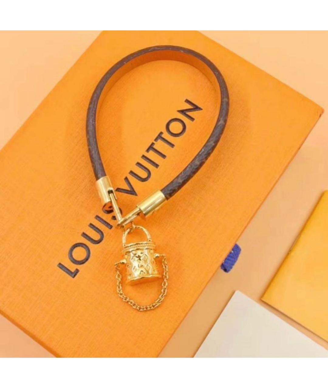 LOUIS VUITTON Коричневый кожаный браслет, фото 2