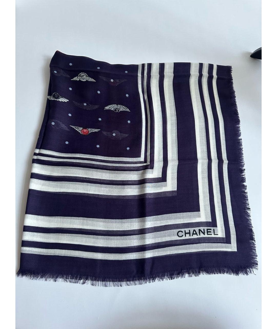 CHANEL Фиолетовый кашемировый платок, фото 9