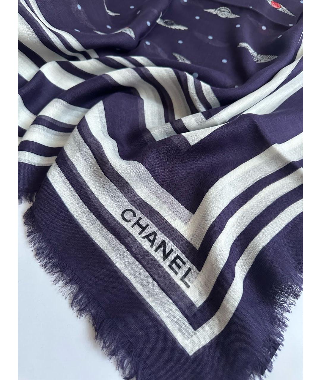 CHANEL Фиолетовый кашемировый платок, фото 5