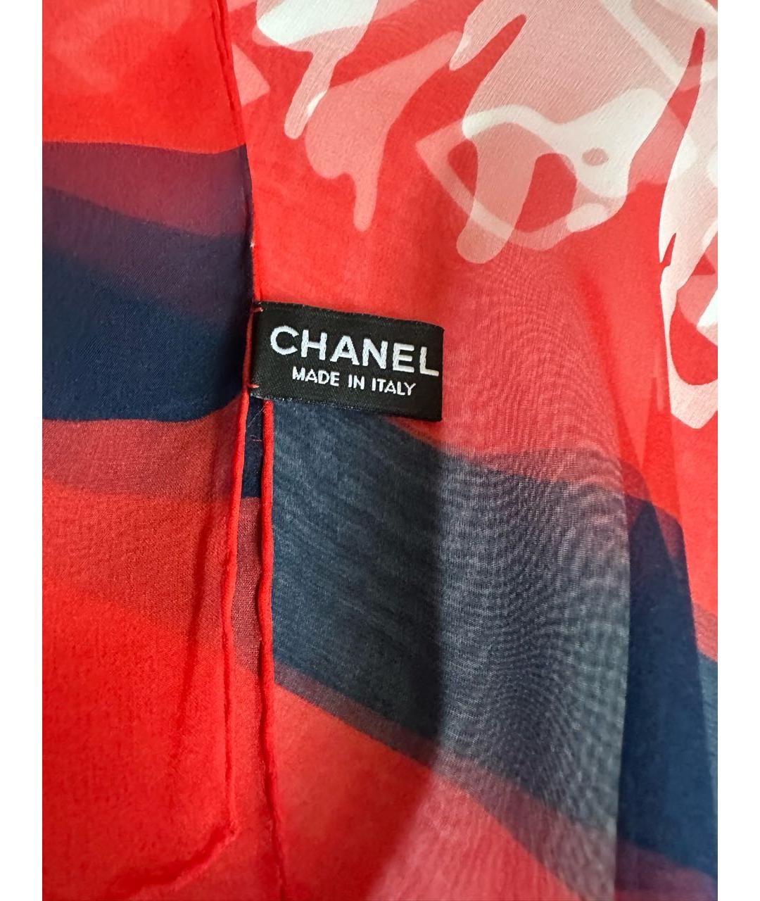 CHANEL Красный шелковый платок, фото 3