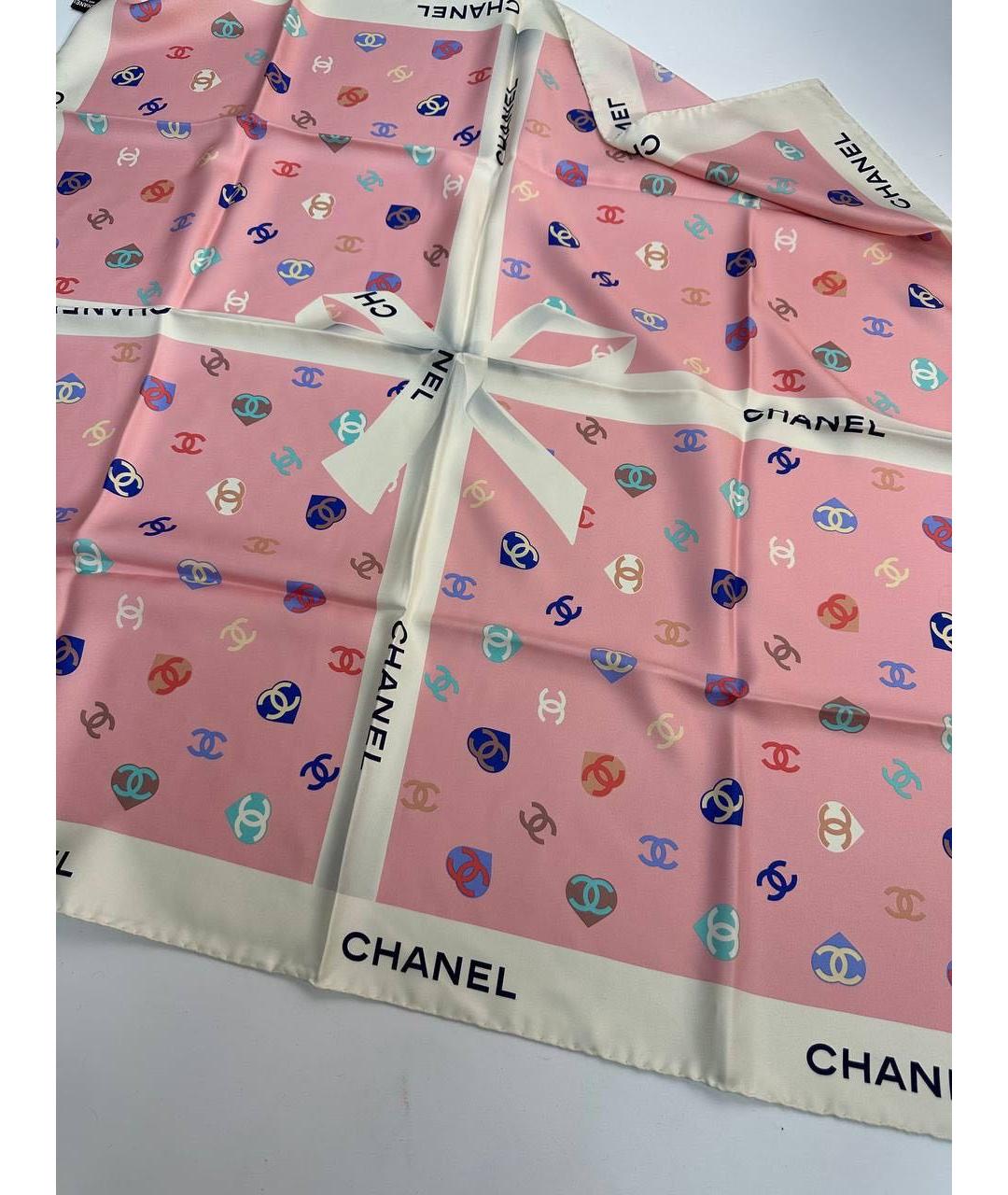 CHANEL Розовый шелковый платок, фото 5