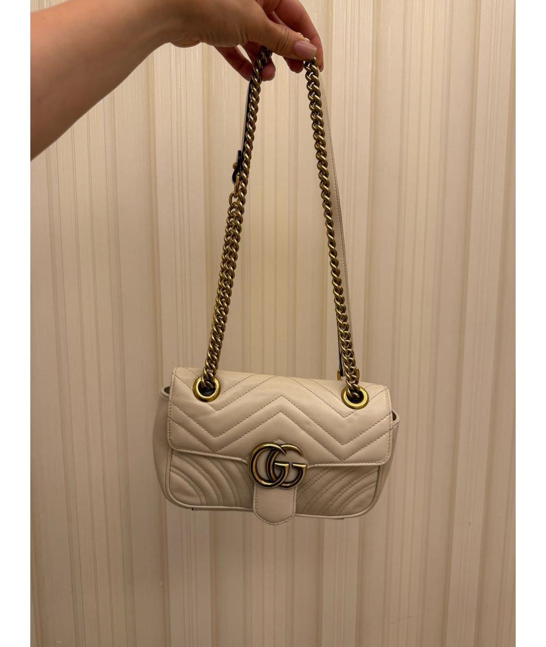 GUCCI Бежевая кожаная сумка через плечо, фото 5