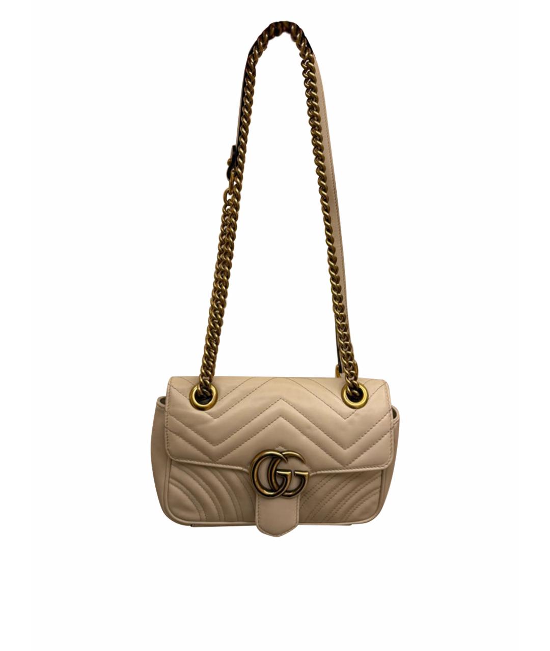 GUCCI Бежевая кожаная сумка через плечо, фото 1