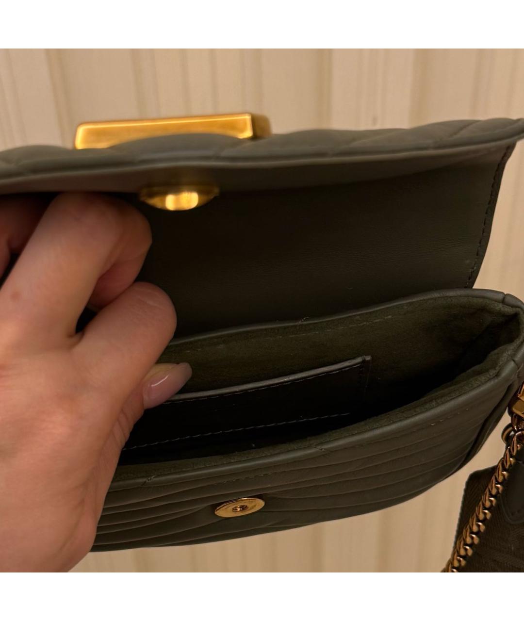 LOUIS VUITTON Хаки кожаная сумка через плечо, фото 4