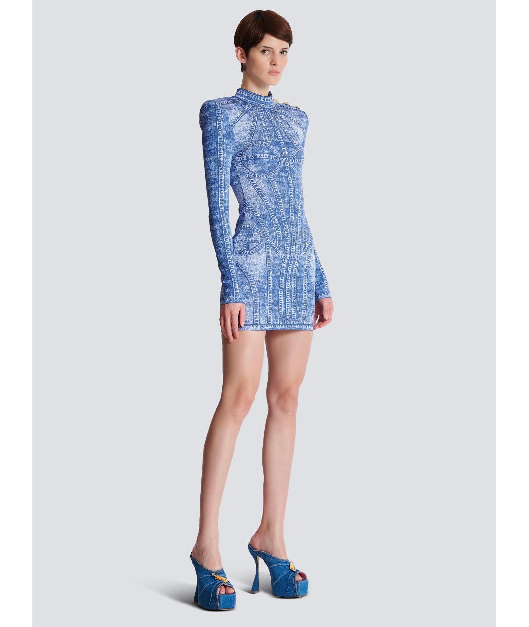 BALMAIN Синее коктейльное платье, фото 3