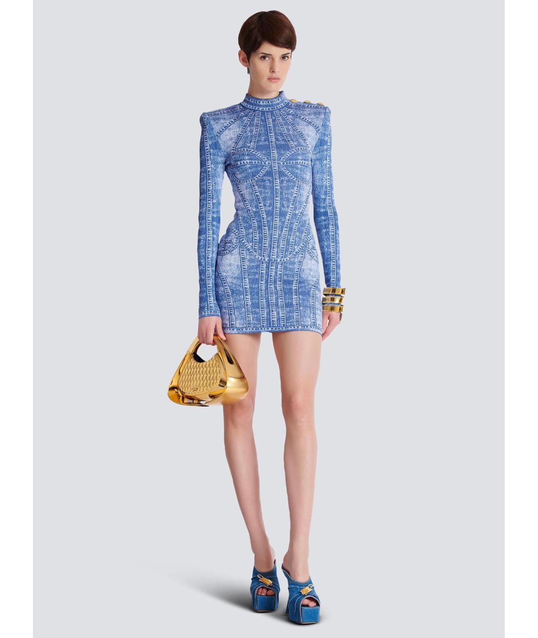 BALMAIN Синее коктейльное платье, фото 2